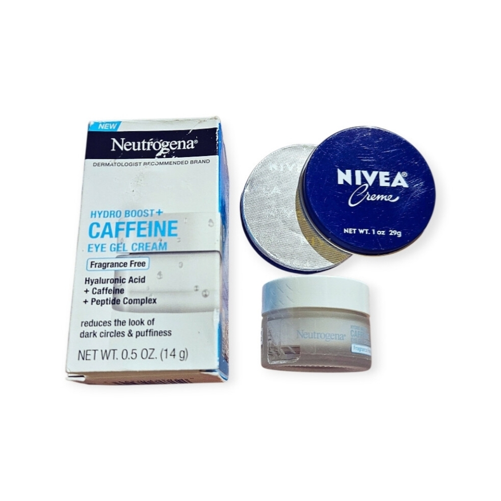 Neutrogena Hydro Boost Plus Caffiene Eye Gel Cream & Nivea Face & Body Creme NEW